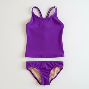 J. Crew Crewcuts Girls Purple Tankini Swimsuit 2-Piece Set | Size 4–5